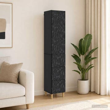 vidaXL Kast Set 2 st 33 x 34,5 x 90 cm Bewerkt hout Zwart, Verzenden, Nieuw
