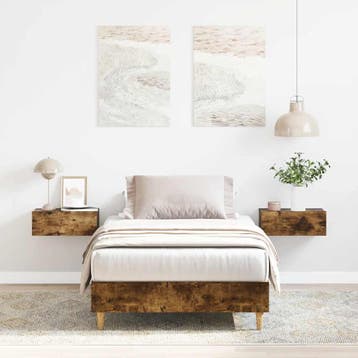 vidaXL Bedframe zonder matras 90x190 cm spaanplaat gerookt, Verzenden
