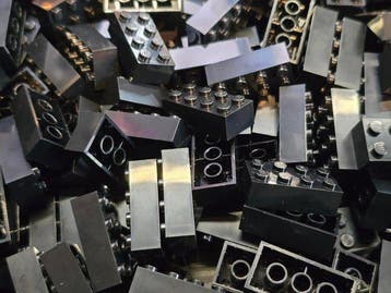 Lego Onderdelen - New Brick 2 x 4 Black 200pcs, Nieuw
