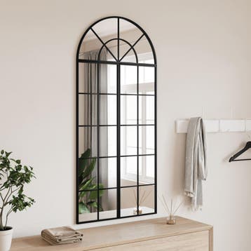 vidaXL Wandspiegel boog 60x130 cm ijzer zwart, Verzenden
