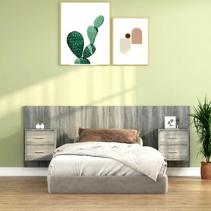 vidaXL Hoofdbord met kastjes bewerkt hout grijs sonoma, Maison & Meubles, Chambre à coucher | Lits, Envoi