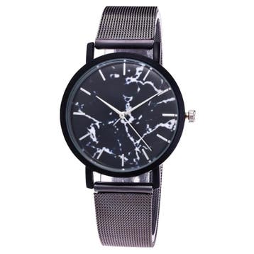 Fako - Horloge - Mesh - Marmer - Ø 38mm - Grijs/Zwart, Verzenden, Nieuw