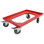 Dolly 60x40x15 rood met 2 zwenkwielen en 2 wielen met rem, Ophalen of Verzenden