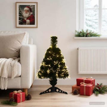 vidaXL Glasvezel kerstboom 64 cm 12 LEDs Warmwit PVC Groen, Verzenden, Nieuw