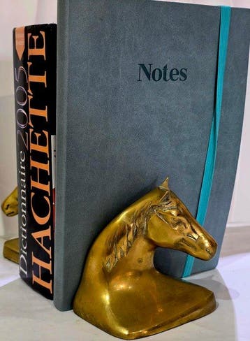 Serre-livres (2) - Têtes de chevaux - Laiton - Sans Prix De