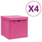 vidaXL Opbergboxen met deksel 4 st 28x28x28 cm roze, Verzenden, Nieuw