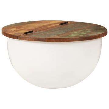 vidaXL Salontafel 50x27 cm massief gerecycled hout wit, Verzenden, Nieuw