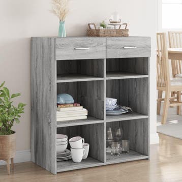 vidaXL Dressoir 80x42,5x93 cm bewerkt hout grijs sonoma, Verzenden