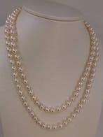 Halsketting 6x7 mm dubbele Akoya parels, Zilver, Handtassen en Accessoires, Nieuw