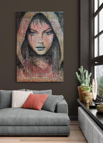 Jacqueline Klein Breteler - “Fire.”-painting on a carpet-XXL
