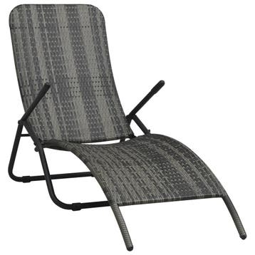 vidaXL Ligbed inklapbaar poly rattan grijs, Verzenden, Nieuw