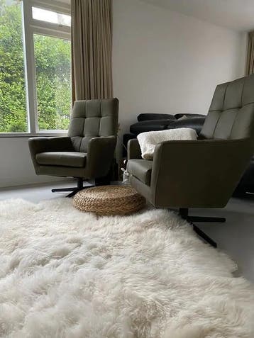 Set van 2 leren fauteuils volledig gestoffeerd - met hoge, Ophalen of Verzenden