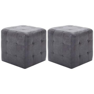 2x Poef grijs | Tweede kansje | OP = OP, Huis en Inrichting, Minder dan 50 cm, Verzenden, Vierkant, Minder dan 50 cm