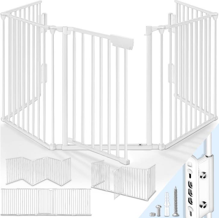 Veiligheidshek - Haardscherm - Hondenhek - 420 cm - Wit - KI, Jardin & Terrasse, Portes de jardin, Envoi