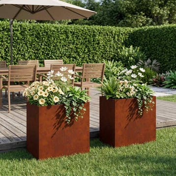vidaXL Plantenbak 2 st Roestkleurig 50 x 30 x 50 cm weervast, Verzenden