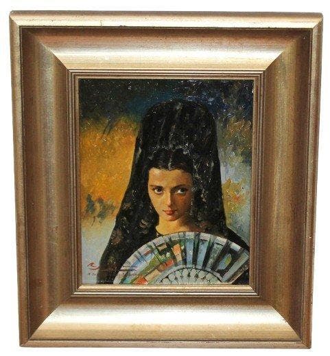 Rafael Jutglat Pujol (1889-1961) - Retrato de una Manola, Antiquités & Art, Art | Peinture | Classique