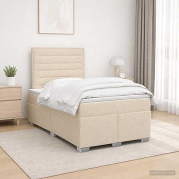 vidaXL Boxspringbed met matras Crèmekleurig 120 x 200 cm, Verzenden, Nieuw
