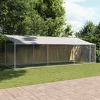 vidaXL Hondenhok met dak en deur 6x2x2 m gegalvaniseerd, Verzenden