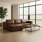 Leren hoekbank Fine - 2 zits arm rechts + longchair links -, Huis en Inrichting, Nieuw, Ophalen of Verzenden, Modern, 200 tot 250 cm