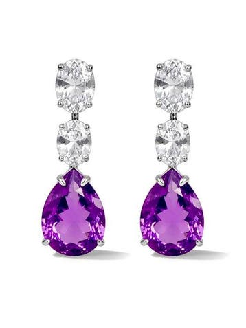 Zonder minimumprijs - Oorbellen Zilver Amethist - 10CT -