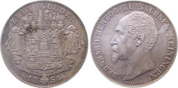 Duitsland Doppelgulden Sachsen Meiningen 2 Gulden 1854 Ak..., Verzenden, België
