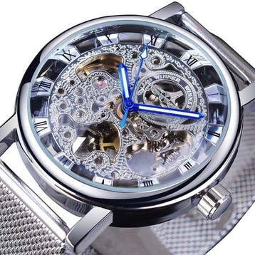 Gouden Kast Luxe Horloge voor Heren - Mesh Bandje, Verzenden