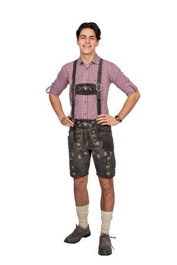 Lederhose kurz, anthrazit antik, Verzenden