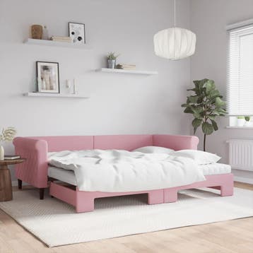 vidaXL Slaapbank onderschuifbed en matrassen 90x200 cm, Verzenden
