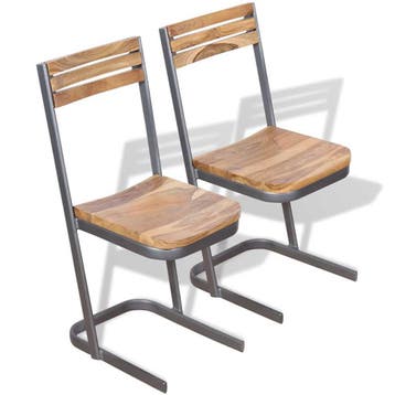 vidaXL Eetkamerstoelen 2 st massief teakhout, Huis en Inrichting, Verzenden, Nieuw