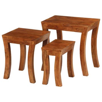 vidaXL 3-delige Tafeltjesset 50x35x50 cm massief acaciahout, Verzenden, Nieuw