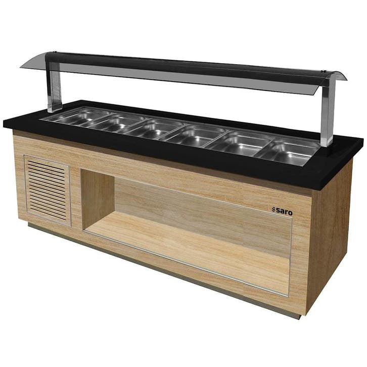 Verwarmd Buffet | PREMIUM LINE | Houtlook/Graniet | 6x 1/1, Articles professionnels, Horeca | Équipement de cuisine, Envoi