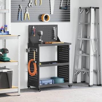 vidaXL Gereedschapswagen Zwart 65 x 35 x 111 cm Koudgewalst, Doe-het-zelf en Bouw, Verzenden, Nieuw