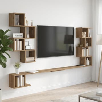 vidaXL Wandgemonteerd TV Rek Artisanaal eiken 200 x 15 x 94, Huis en Inrichting, Verzenden, Nieuw