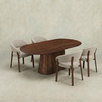 Mangohouten Eettafel Mick capsule bruin 240×110 cm, Maison & Meubles, Verzenden