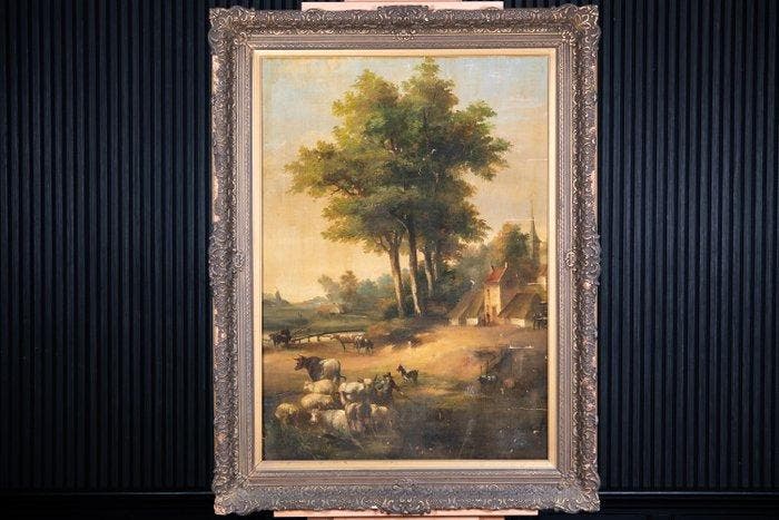 Hollandse School (XIX-XX) - Hollandse Pastoraal Landschap, Antiquités & Art, Art | Peinture | Classique