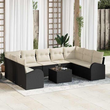 vidaXL Bankstel 10 st Zwart [Synthetisch]: Poly Riet, Tuin en Terras, Verzenden, Nieuw