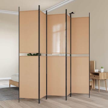 vidaXL 5-paneel scheidingswand Beige 250 x 220 cm Stof, Verzenden, Nieuw
