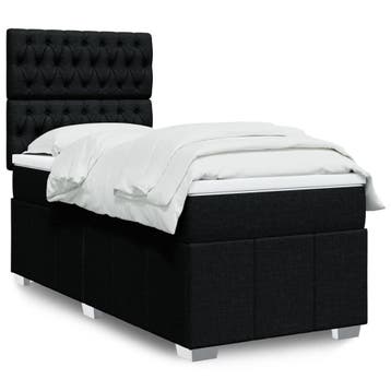 vidaXL Boxspring met matras stof zwart 80x200 cm, Verzenden