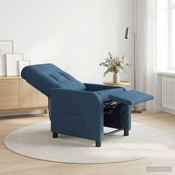 vidaXL Massage Relaxstoel Blauw Stof, Verzenden, Nieuw