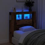 vidaXL Hoofdeinde met LED 100x18,5x103,5 cm bewerkt hout oud, Verzenden, Nieuw