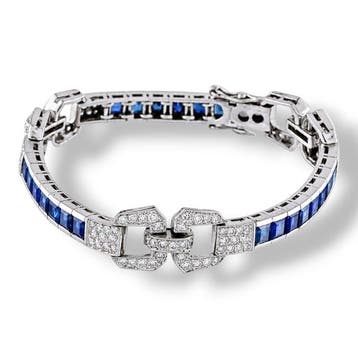 Bracelet - 18 carats Or blanc, Bracelet Art Déco en or blanc, Bijoux, Sacs & Beauté, Bijoux anciens