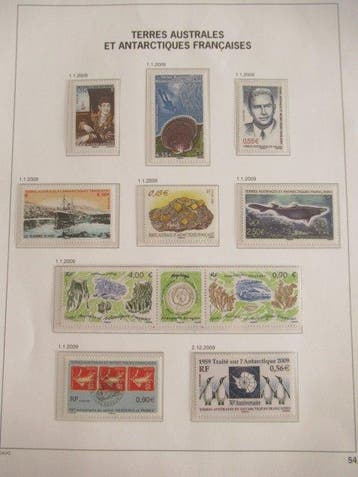 TAAF 2009/2010 - Collection de timbres dans des feuilles, Gestempeld
