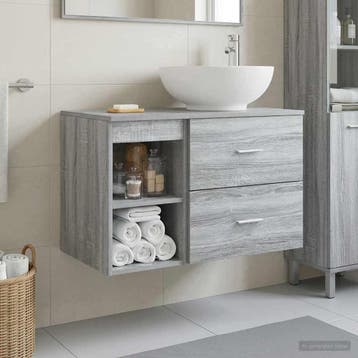 vidaXL Badkamermeubel Set 2 st Grijs Sonoma Bewerkt hout, Verzenden