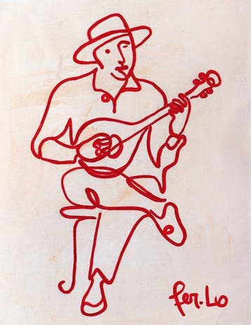 Claudia Fer.Lo - Mediterranean Musician - Acrylic on canvas