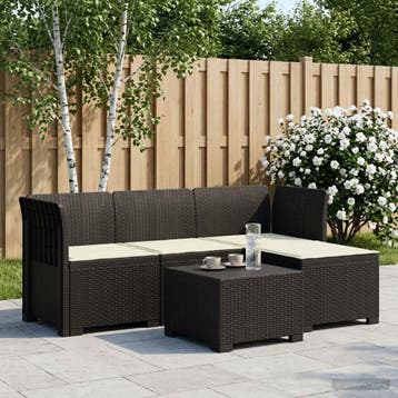 vidaXL 4-Zitter Tuin Sofa met Kussens Rattan Look PP, Verzenden