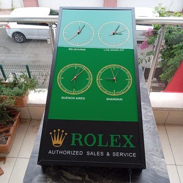 Large Size Rolex World illuminated Clock Sign - Lichtbord -