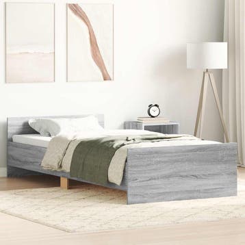 vidaXL Bedframe met hoofdeinde Grijs Sonoma Bewerkt hout, Verzenden, Nieuw