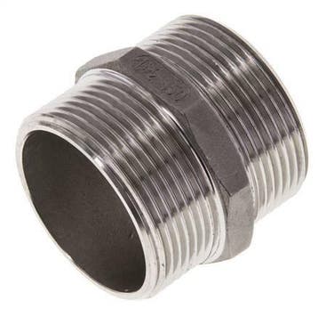 Dubbele Nippel G1 1/2 RVS Vlakke Afdichting 16bar 51mm Hex, Verzenden, Nieuw