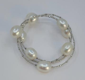 Bracelet - 18 carats Or blanc, Perles des mers du Sud