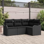 vidaXL Tuinbank Set met opslag 4 pcs Zwart poly rattan, Verzenden